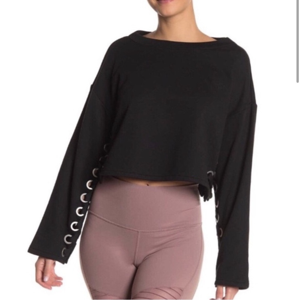 Alo Yoga Suspension Lace-Up Pullover ✧ Black ✧ Size XS